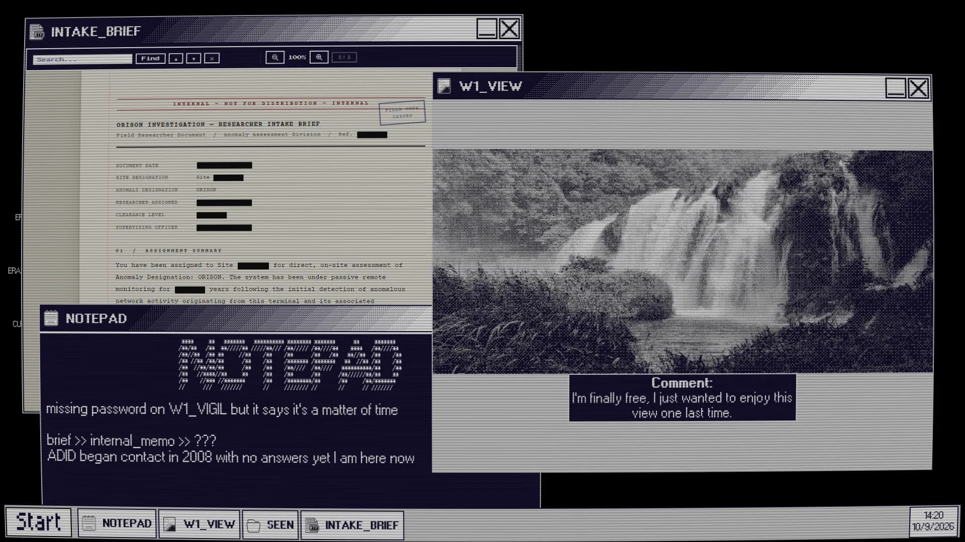 A folder of submissions open on the ORISON desktop.